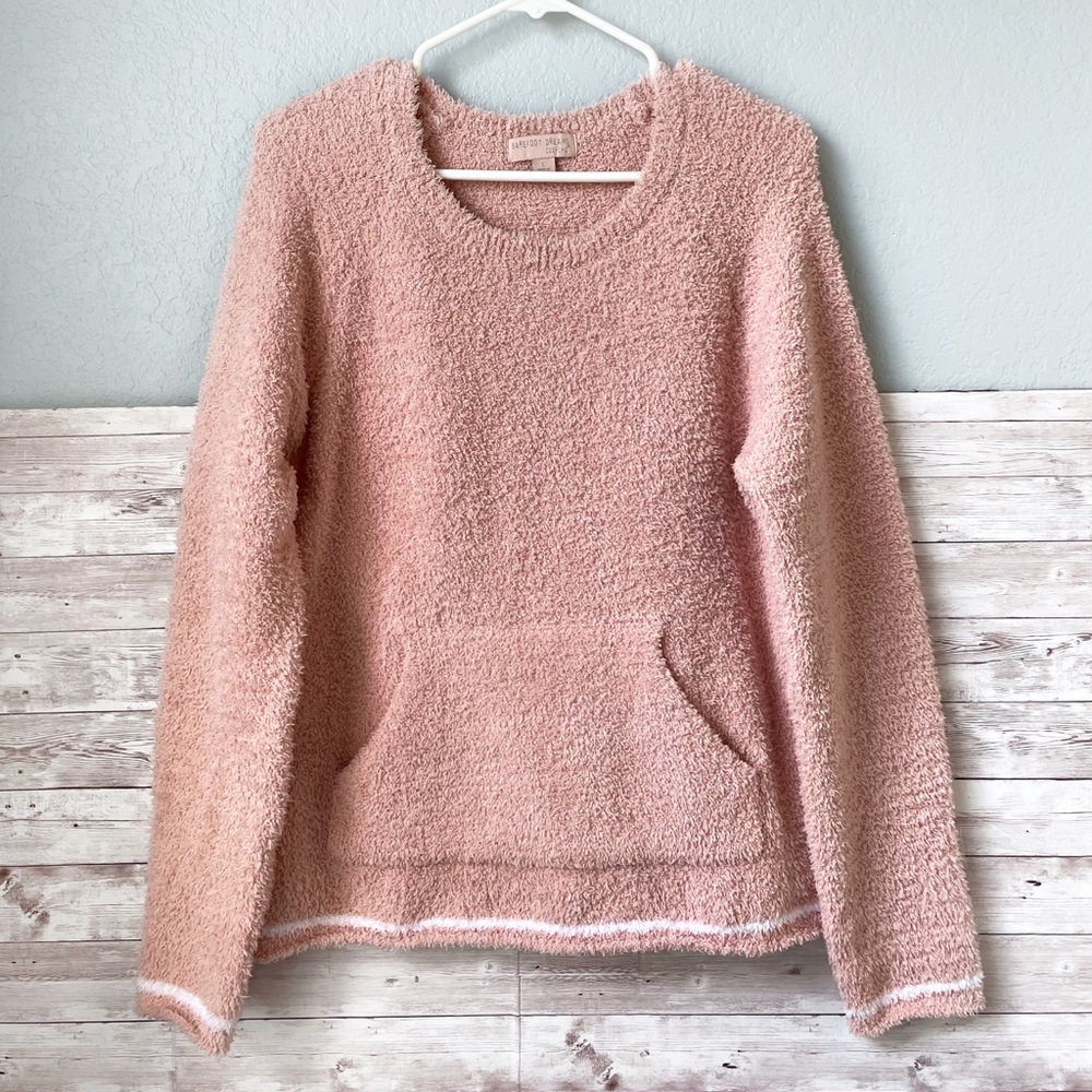 Barefoot Dreams Womens L CozyChic Peach Pink Pullover Sweatshirt Soft Loungewear